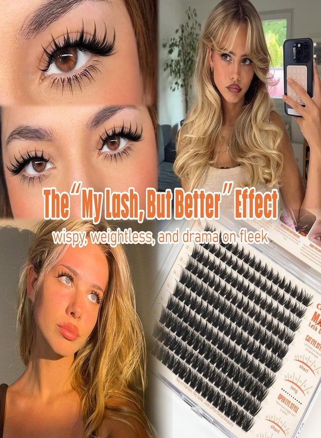 Calphdiar Manga Lash Clusters Natural Spiky Eyelash Clusters Wispy Cluster Eyelash Extensions 10 12 14 16mm Weightless Individual Lashes Long Lasting Cluster Lashes DIY Cat Eye Open Eye Looks - Image 2